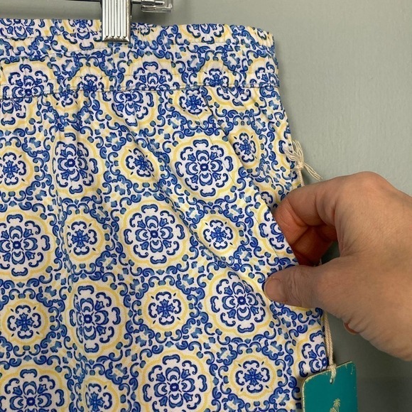 CARIBBEAN Joe Tropical Bliss Blue Elastic Waist Tassel Drawstring Pants Size PXL - Picture 5 of 12